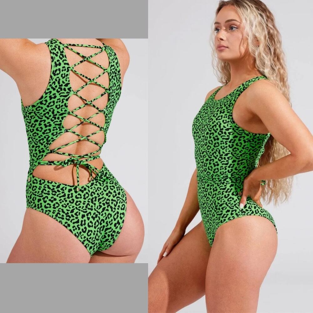 BuffBunny Green Leopard One-Piece Swimsuit
